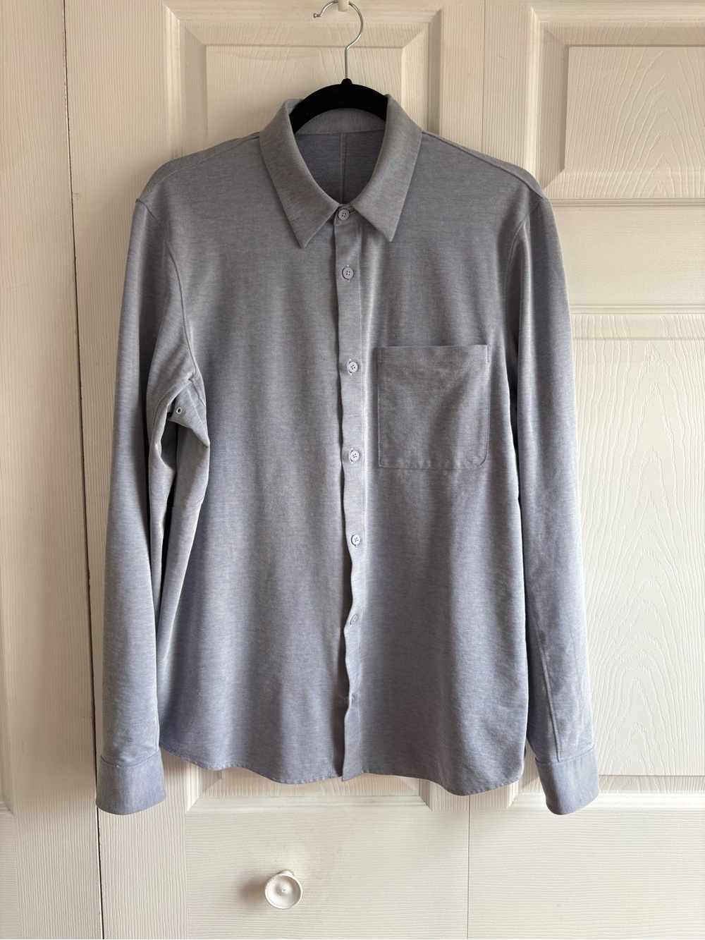 Lululemon Blue Button Performance Commission Chest Zip Pocket‎ Shirt L Stretchy